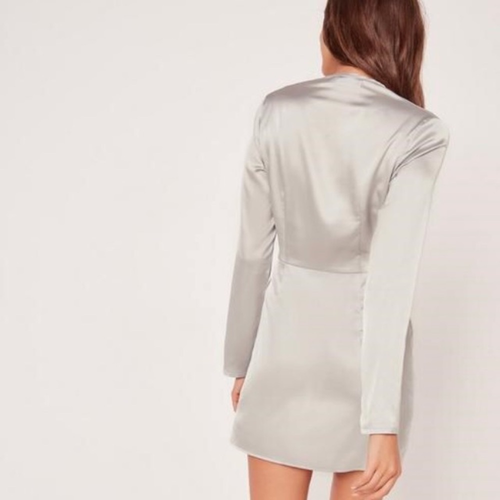 NWT Silver silky wrap dress - Picture 2 of 5